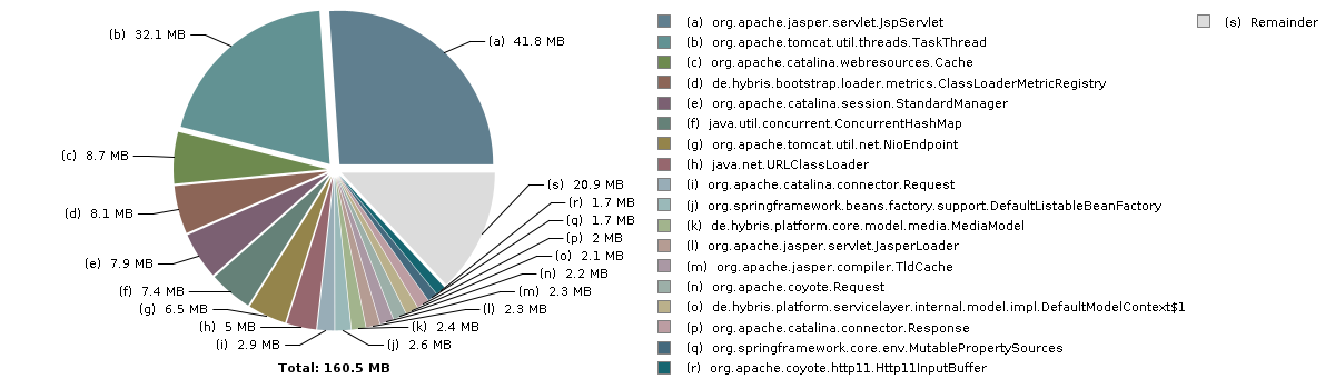 Pie chart with 19 slices: Total: 160.5 MB